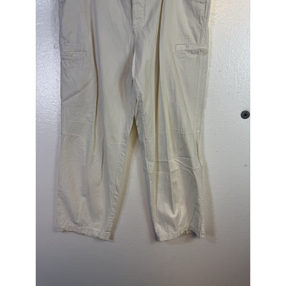 Y2K Express Linen Blend Drawstring Pants Men XL Beige Button Fly Wide Leg Beach - Picture 10 of 10